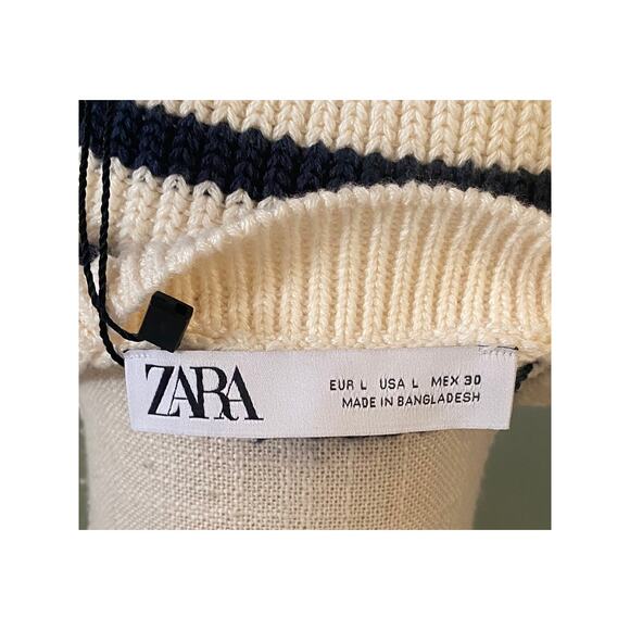 NWT Zara V-neck Striped sweater Large - Picture 4 of 4